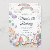 Whimsical Fantasy Creatures Kids Birthday Party Kaart (Voorkant / Achterkant)