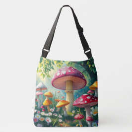 Whimsical Fantasy Enchanted Forest Mushrooms Crossbody Tas