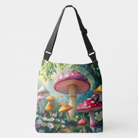 Whimsical Fantasy Enchanted Forest Mushrooms Crossbody Tas (Voorkant)