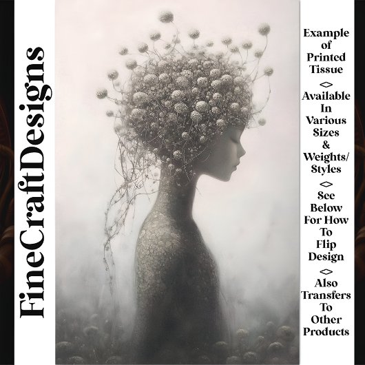 Whimsical Fantasy Floral Girl V3 Decoupage Tissuepapier