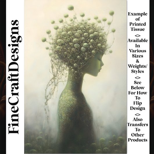 Whimsical Fantasy Floral Girl V4 Decoupage Tissuepapier