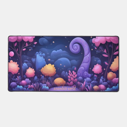 Whimsical Fantasy Forest met gloeiende roze bomen Bureaumat (Voorkant)