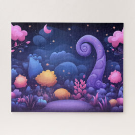 Whimsical Fantasy Forest met gloeiende roze bomen Legpuzzel