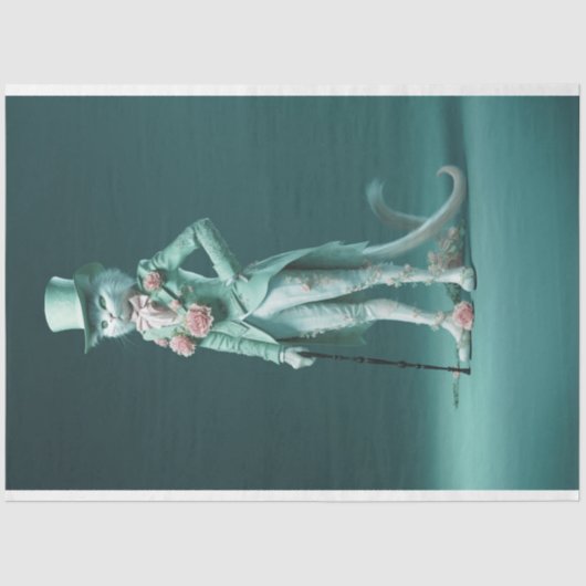 Whimsical Fantasy Fury Sage Groene Kat Decoupage Tissuepapier (Voorkant)