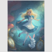 Whimsical Fantasy Girl Falling Through Time Tissuepapier (Voorkant)