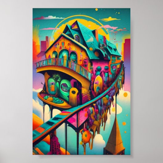 Whimsical Fantasy Kleurrijke Posters Wandkunst (Voorkant)