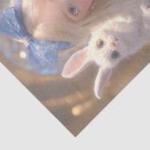 Whimsical Fantasy Paasblond meisje Paarse kat Tissuepapier (Detail)