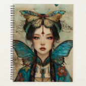 Whimsical Fantasy Portret Dame met Vlinders Planner (Voorkant)