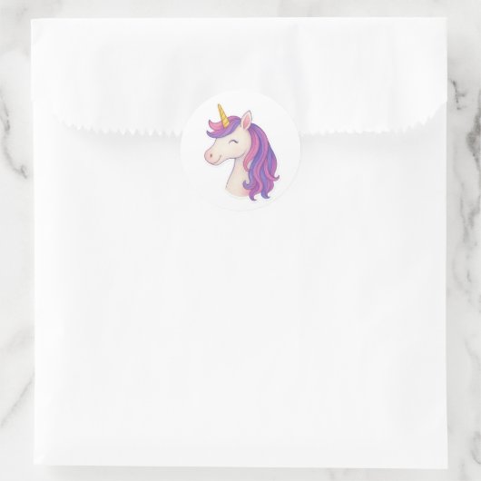 Whimsical Fantasy Smiling Unicorn Sticker (Tas)