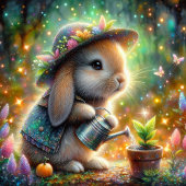Whimsical Fantasy Sparkle Garden Bunny Pasen Feestdagenkaart