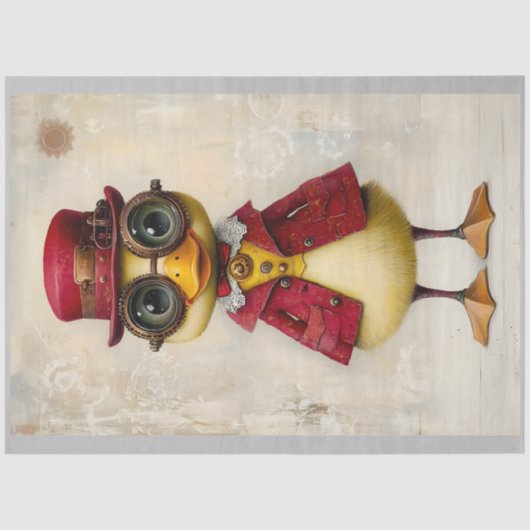 Whimsical Fantasy Steampunk Duckling L7 Decoupage Tissuepapier (Voorkant)