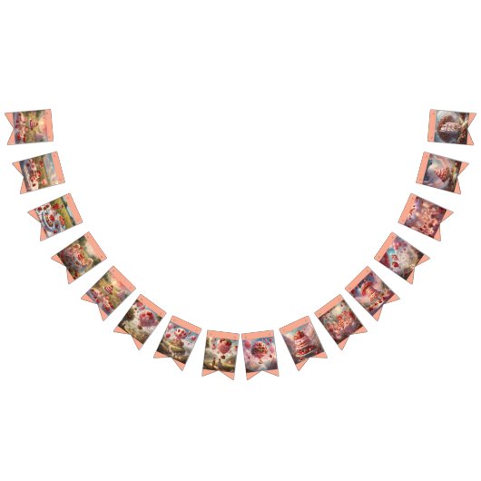 Whimsical fantasy Strawberry short cake birthday  Vlaggetjes (Alle)