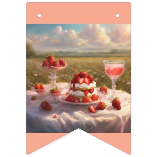 Whimsical fantasy Strawberry short cake birthday  Vlaggetjes (Tweede vlag)