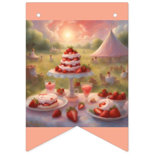 Whimsical fantasy Strawberry short cake birthday  Vlaggetjes (Eerste vlag)