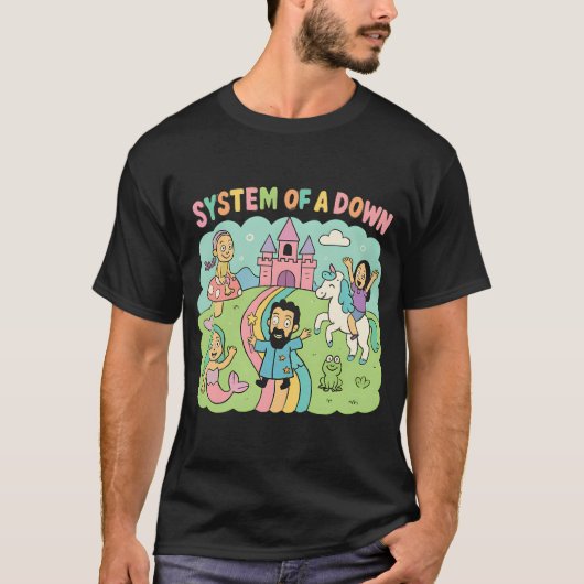 Whimsical Fantasy System Of A Down Cartoon T-shirt (Voorkant)