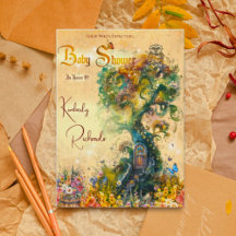 Whimsical Fantasy Tuin Babyshower Uitnodiging