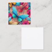 Whimsical fantasy vlucht van kleurrijke vlinders a vierkante visitekaartje (Voorkant / Achterkant)