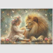 Whimsical Fantasy Vrienden Meisje en Leeuw Decoupa Tissuepapier (Voorkant)