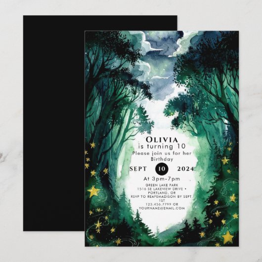 Whimsical Fantasy Woodland verjaardag Kaart (Voorkant / Achterkant)