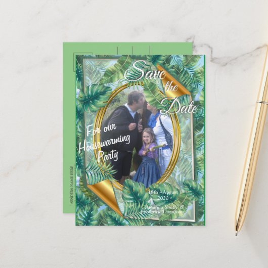 Whimsical Fantasy World met een tropische smaak Aankondigingskaart (Voorkant / Achterkant in situ)