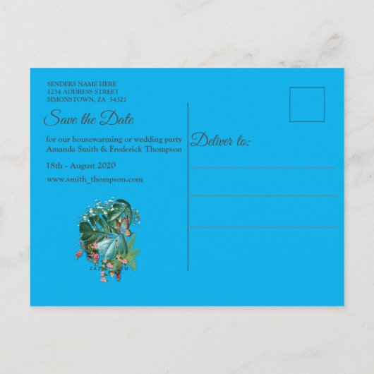 Whimsical Fantasy World met een tropische smaak Aankondigingskaart (Achterkant)