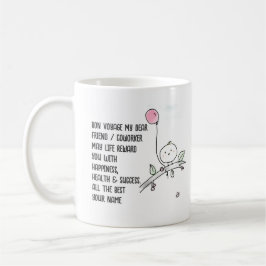 Whimsical Farewell Coworker Lineart Handgeschreven Koffiemok