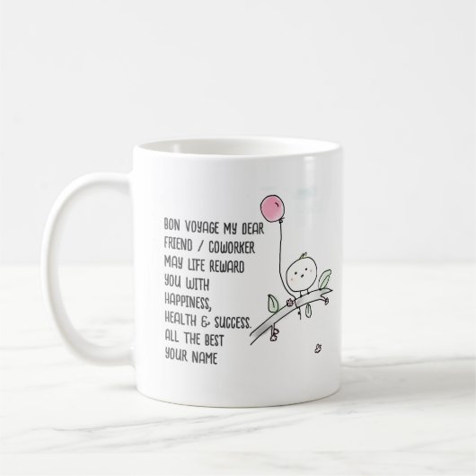 Whimsical Farewell Coworker Lineart Handgeschreven Koffiemok (Links)