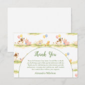Whimsical Farm Animals Pastel 1st Birthday Bedankkaart (Voorkant / Achterkant)