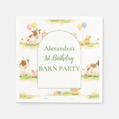 Whimsical Farm Animals Pastel 1st Birthday Servet (Voorkant)