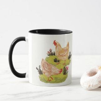 Whimsical Farm Hens Mug Mok