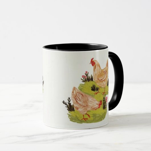 Whimsical Farm Hens Mug Mok (Voorkant rechts)