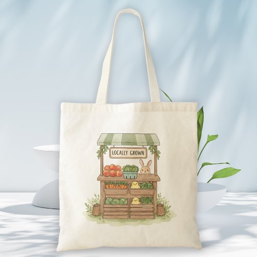 Whimsical Farmers Market Stand Waterverf Tote Bag