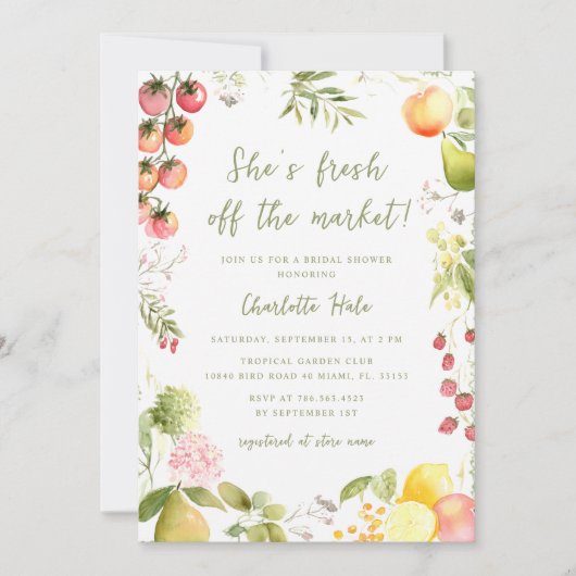 Whimsical Farmers Off the Market Bridal Shower Kaart