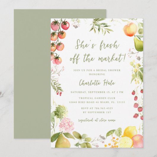 Whimsical Farmers Off the Market Bridal Shower Kaart (Voorkant / Achterkant)
