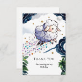 Whimsical Farmyard Sheep Verjaardag Bedankkaart (Voorkant / Achterkant)
