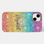 Whimsical Faux Ombre Regenboog Glitter Monogram Case-Mate iPhone Case (Achterkant (horizontaal))