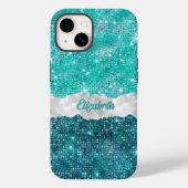 Whimsical Faux Turquoise Blauwgroen Glitter Monogr Case-Mate iPhone Case (Achterkant)