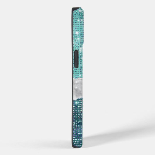 Whimsical Faux Turquoise Blauwgroen Glitter Monogr Case-Mate iPhone Case (Achterkant / Rechts)