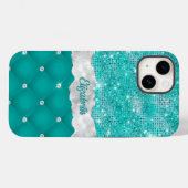 Whimsical Faux Turquoise Blauwgroen Glitter Monogr Case-Mate iPhone Case (Achterkant (horizontaal))
