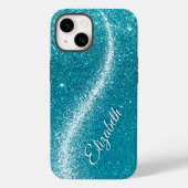 Whimsical Faux Turquoise Blauwgroen Glitter Monogr Case-Mate iPhone Case (Achterkant)