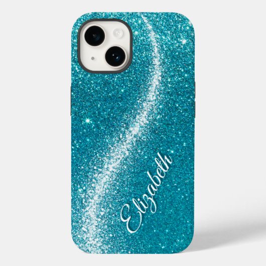 Whimsical Faux Turquoise Blauwgroen Glitter Monogr Case-Mate iPhone Case (Achterkant)