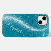 Whimsical Faux Turquoise Blauwgroen Glitter Monogr Case-Mate iPhone Case (Achterkant (horizontaal))