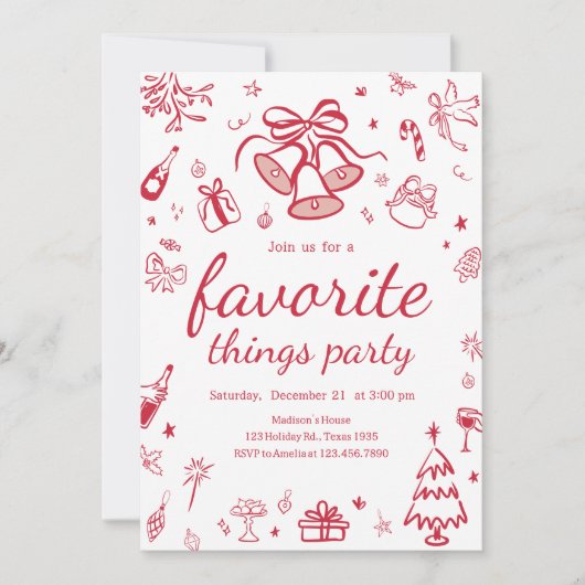 Whimsical Favoriete Dingen Kerstfeest Kaart (Voorkant)