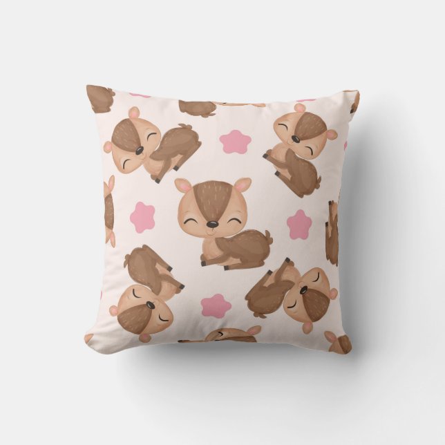 Whimsical Fawn en sterrencharme Kussen (Voorkant)