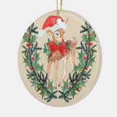Whimsical Fawn Wreath Keramisch Ornament (Links)