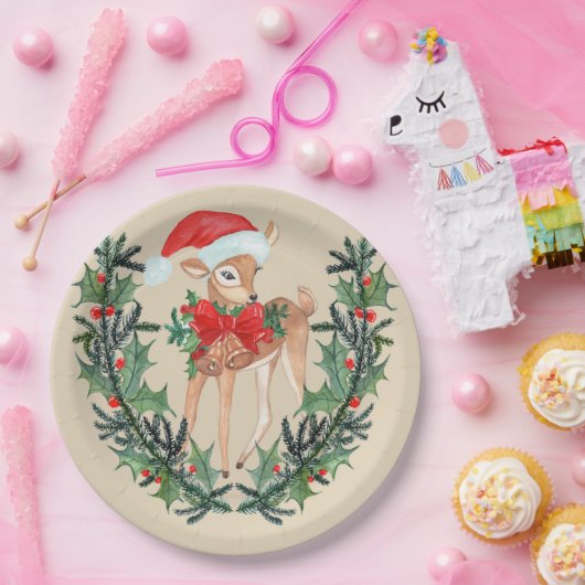 Whimsical Fawn Wreath Papieren Bordje (Feest)