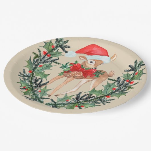 Whimsical Fawn Wreath Papieren Bordje (Gekanteld)