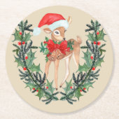 Whimsical Fawn Wreath Ronde Kartonnen Onderzetter (Voorkant)
