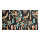 Whimsical feather dreamcatcher donker bloemig blau kussensloop (Achterkant-Rechts)