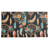 Whimsical feather dreamcatcher donker bloemig blau kussensloop (Voorkant-Rechts)